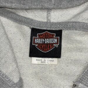 Gray Fleece Hoodie W/ Tilley Harley Davidson Logo Embroidered On The Sleeve Sz L